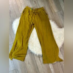 DAILY PRACTICE | Anthropologie Wide Split Leg Mustard Gold Lounge Pants (S)